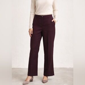 Burgundy Petite Work Pants | Elastic Waist | Size 14P